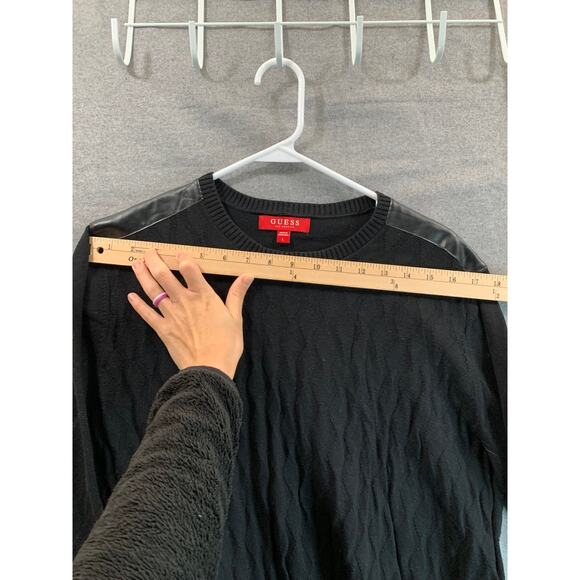 GUESS Sweater Womens Large Long Sleeve Round Neck Black Pullover - Picture 8 of 8